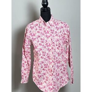 Chic Women's Blouse Chic‎ Size M Pink Floral Blouse Longsleeve